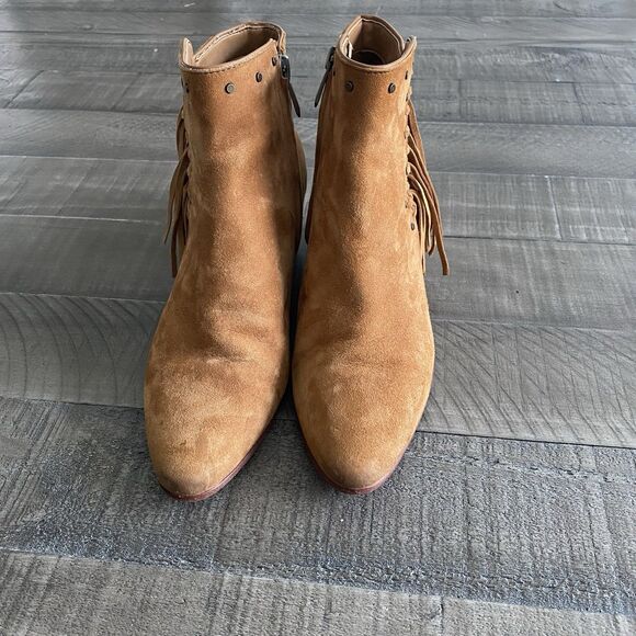 Sam Edelman Womens Sz 6.5 Suede Rudie Studded Fringe Tassel Western Ankle Bootie - Picture 2 of 11